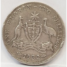 AUSTRALIA 1932 . FLORIN . FULL BAND ADVANCE AUSTRALIA